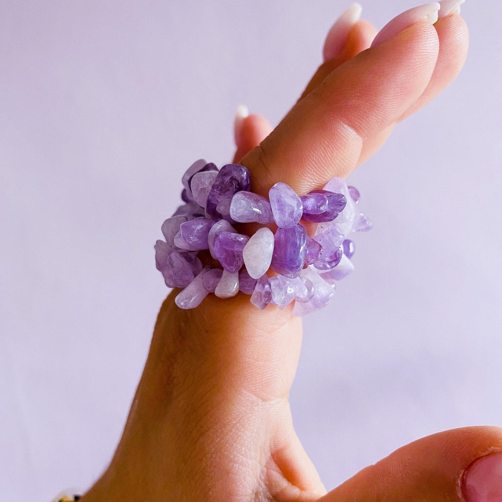 Lavender Amethyst Crystal Chip Bracelets / Great Healer, Good For Anxiety & Claming / Good For Sleeping Troubles / Great For Migraines - Premium  from My Store - Just £6.50! Shop now at Lumi Gemstones