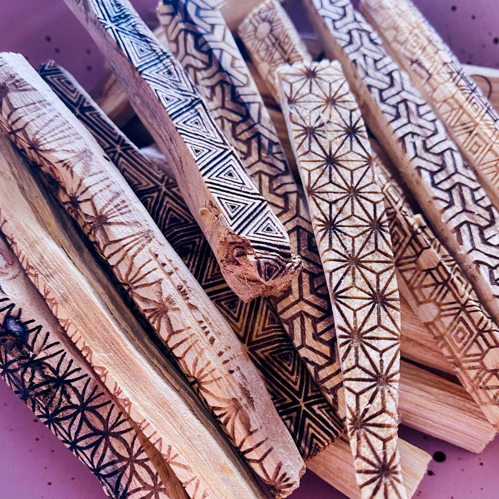 Palo Santo Wood Etched Geometry / Ethically + Responsibly Sourced / Crystal Cleanser / Removes Negative Energies / Cleanses Your Aura & Home - Premium  from My Store - Just £5.50! Shop now at Lumi Gemstones