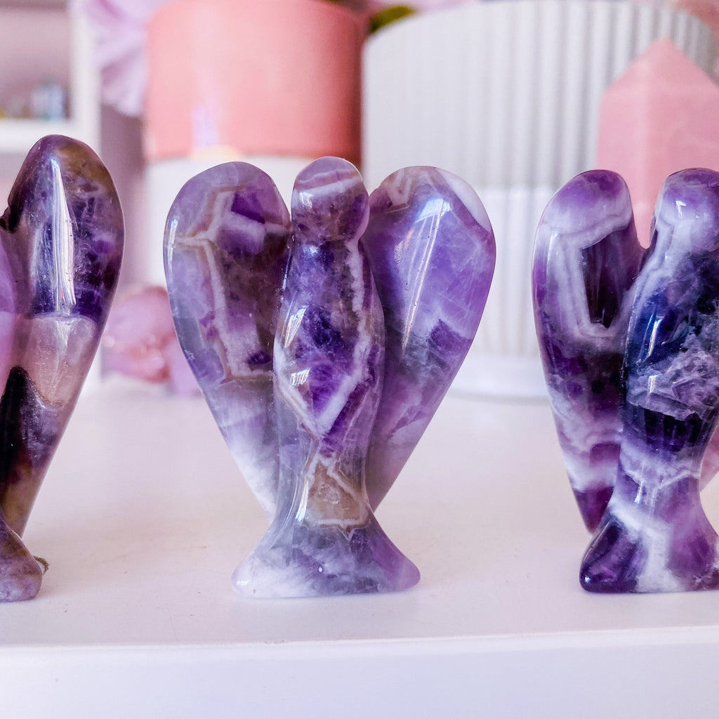 Chevron Dream Amethyst Crystal Angels / Great Healer, Good For Anxiety & Calming / Good For Sleeping Troubles / Great For Migraines - Premium  from My Store - Just £29! Shop now at Lumi Gemstones