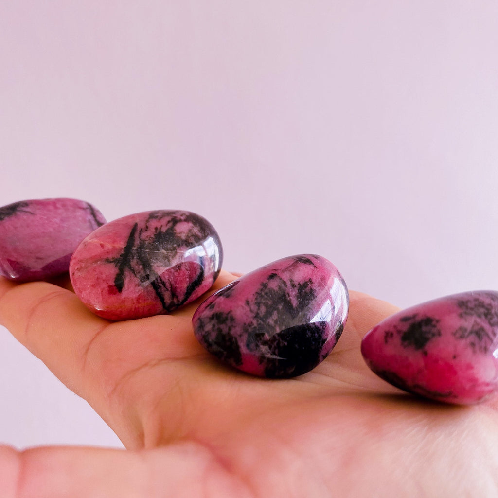 XL Rhodonite Grade A Crystal Polished Tumbles / Clears Emotional Scars & Lets You Move Forward / Mental Balance / Good For ME, Schizophrenia - Premium  from My Store - Just £14.95! Shop now at Lumi Gemstones