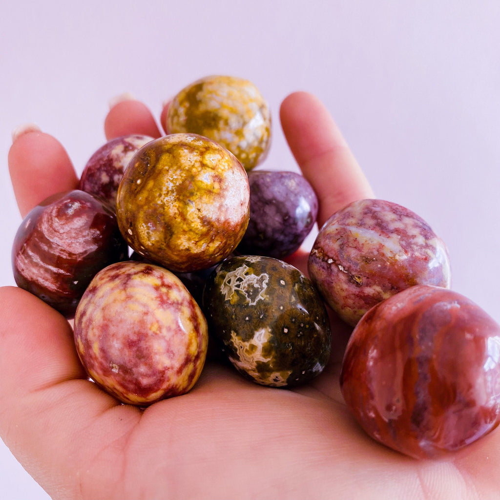 Ocean Jasper Crystal Spherical Tumblestones / Reduces Stress, Encourages Tranquility / Promotes Self Love, Dispels Feelings Of Self Doubt - Premium  from My Store - Just £9.99! Shop now at Lumi Gemstones