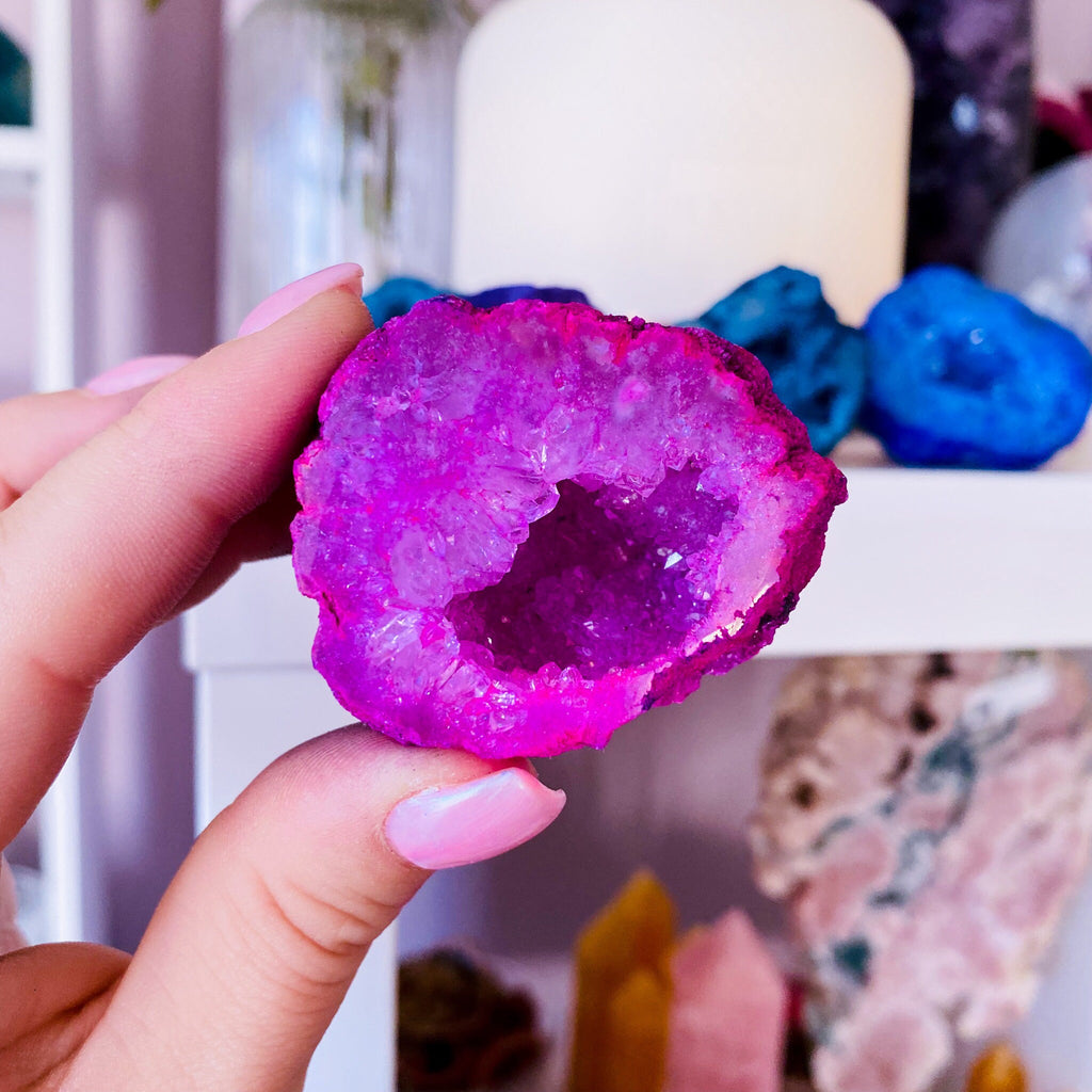 Dyed Quartz Geode Crystal Caves - Pink, Purple, Green + Blue / Purify Negativity, Enhance Concentration & Positivity / Calms Atmosphere - Premium  from My Store - Just £9! Shop now at Lumi Gemstones