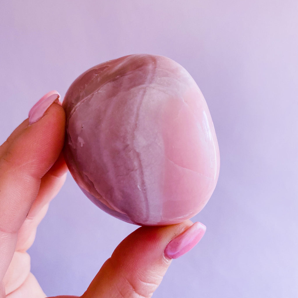 1) Large Pink Opal Crystal Palm Stone / Balances Emotions / Fills Aura With Happiness And Tranquility / Helps Kids With Trouble Sleeping - Premium  from My Store - Just £49! Shop now at Lumi Gemstones
