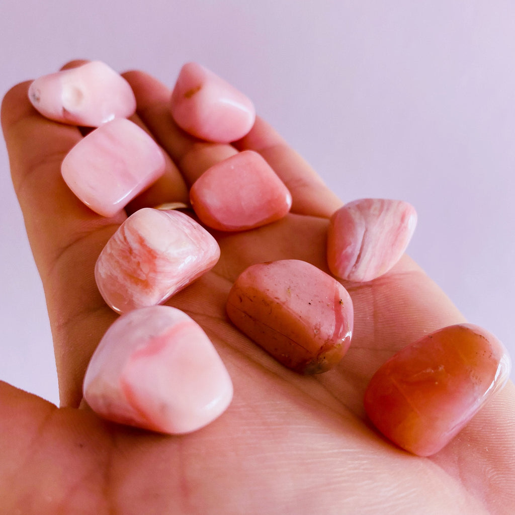 Cute Small High Grade Pink Opal Crystal Tumblestones / Balance Emotions / Fills Aura With Happiness + Tranquility / Helps Kids With Sleeping - Premium  from My Store - Just £5.95! Shop now at Lumi Gemstones