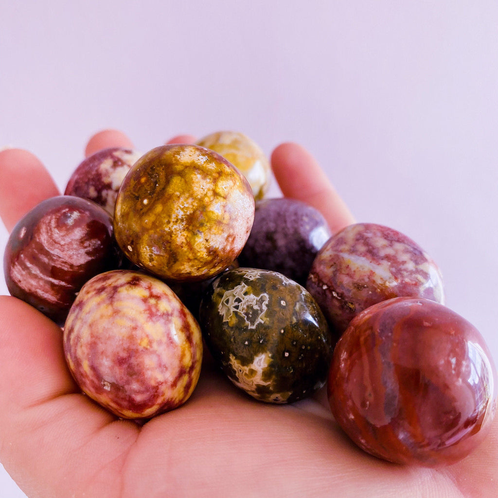 Ocean Jasper Crystal Spherical Tumblestones / Reduces Stress, Encourages Tranquility / Promotes Self Love, Dispels Feelings Of Self Doubt - Premium  from My Store - Just £9.99! Shop now at Lumi Gemstones
