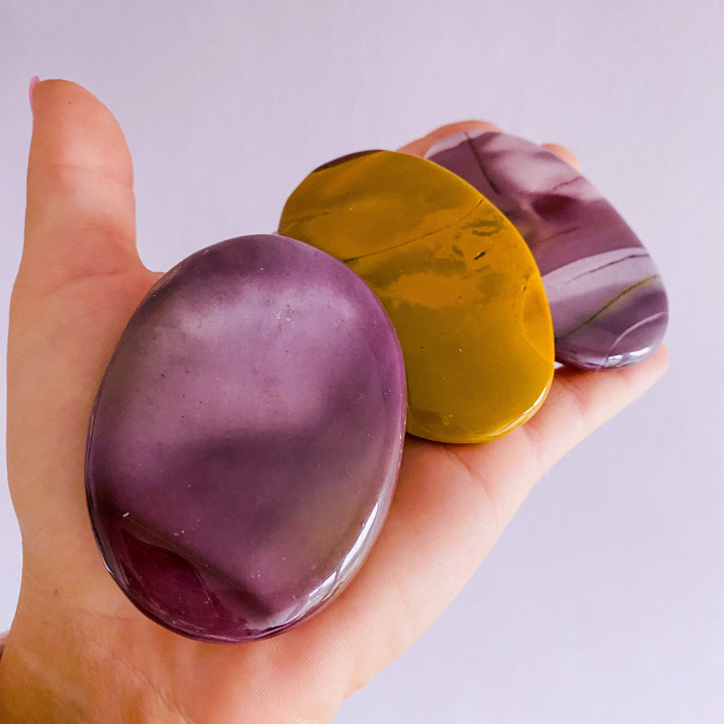 Mookaite Jasper Crystal Flat Palm Stones / Heals Deep Emotional Wounds / Helps Depression / Brings Peace / Helps You Accept Change - Premium  from My Store - Just £22! Shop now at Lumi Gemstones