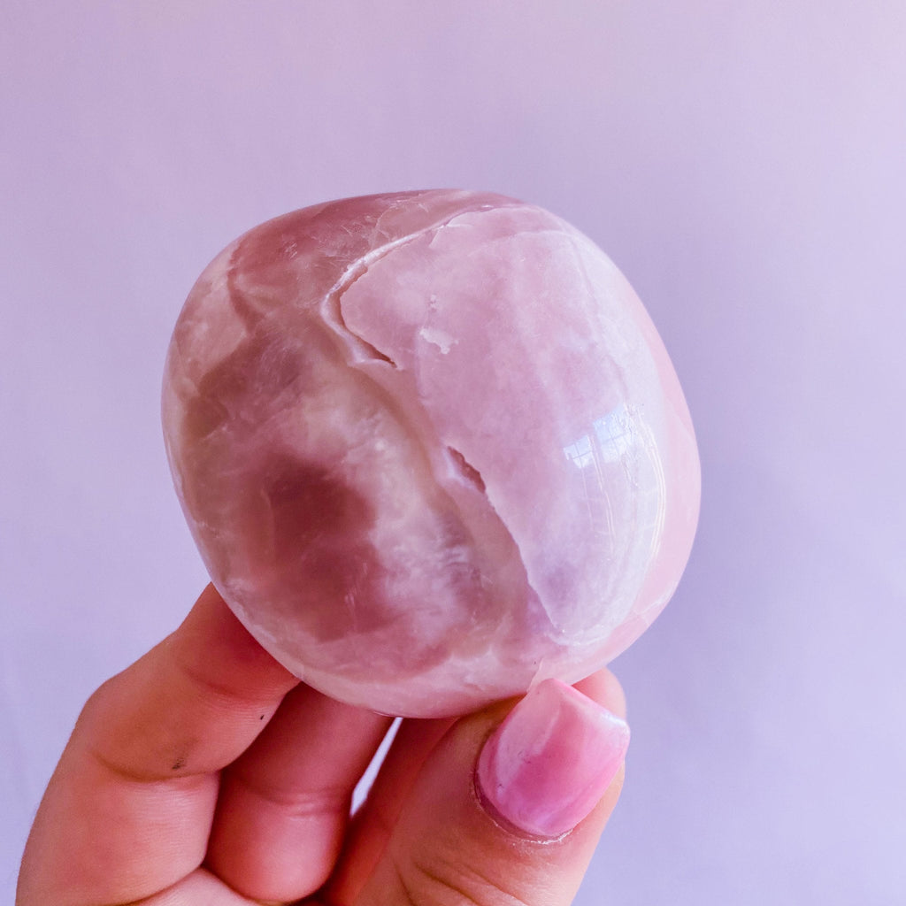 1) Large Pink Opal Crystal Palm Stone / Balances Emotions / Fills Aura With Happiness And Tranquility / Helps Kids With Trouble Sleeping - Premium  from My Store - Just £39! Shop now at Lumi Gemstones