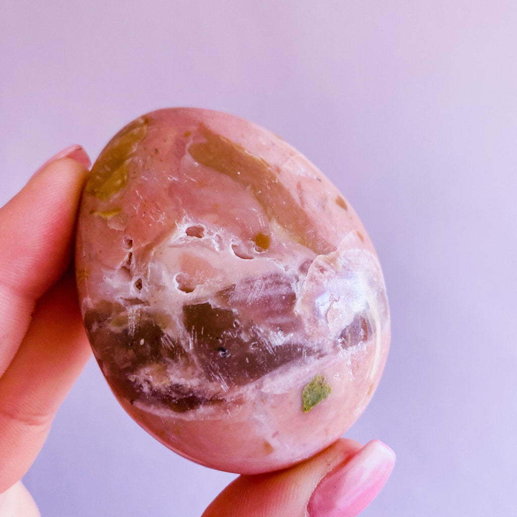 2) Large Pink Opal Crystal Palm Stone / Balances Emotions / Fills Aura With Happiness And Tranquility / Helps Kids With Trouble Sleeping - Premium  from My Store - Just £30! Shop now at Lumi Gemstones