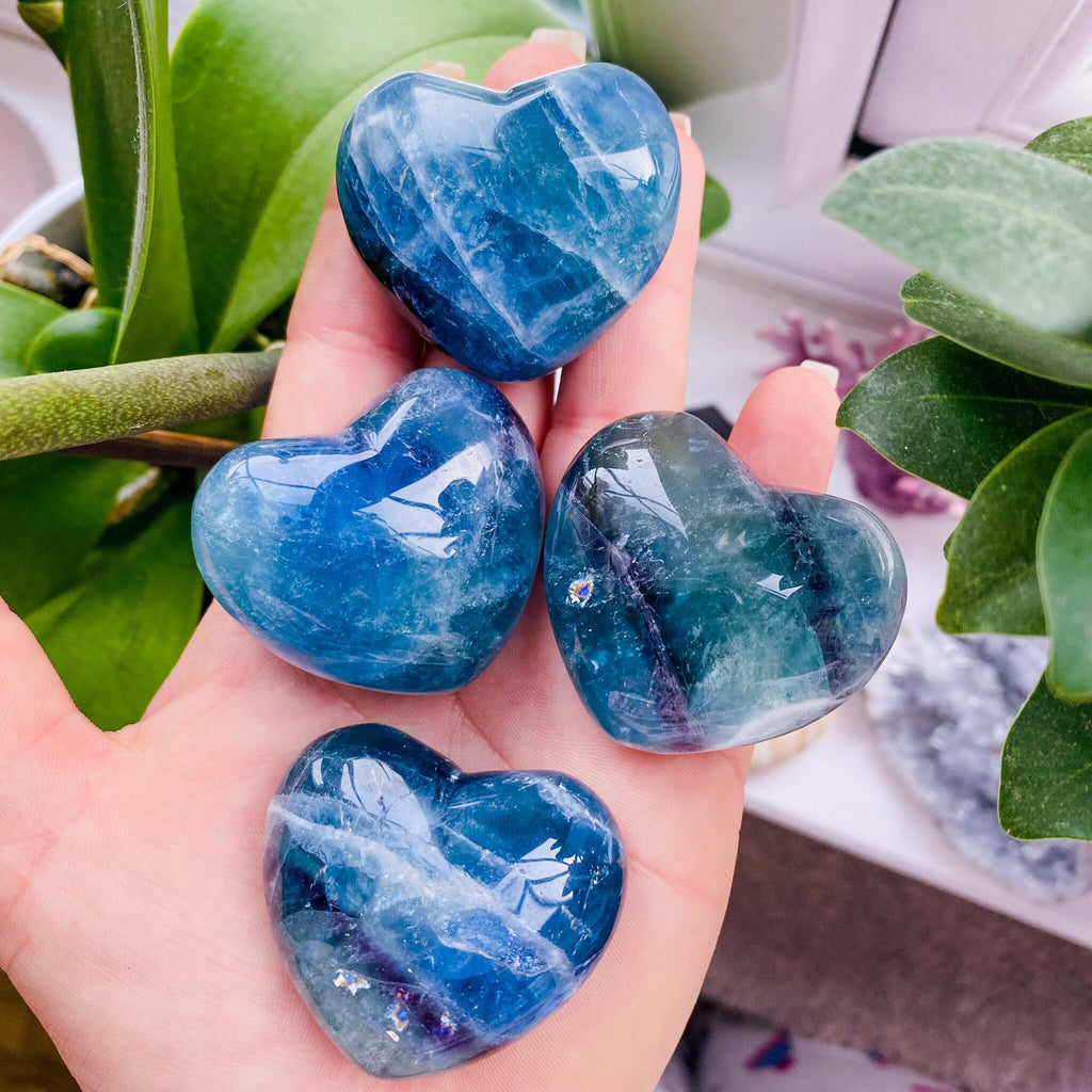 Rainbow Fluorite Large Crystal Love Hearts / Absorbs Anxiety, Stress, Tension / Aids Concentration, Learning / Helps New Job / Home Decor - Premium  from My Store - Just £15.50! Shop now at Lumi Gemstones