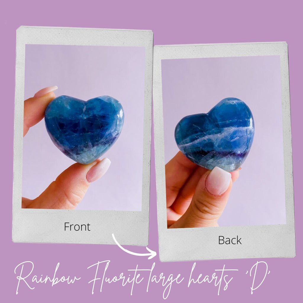 Rainbow Fluorite Large Crystal Love Hearts / Absorbs Anxiety, Stress, Tension / Aids Concentration, Learning / Helps New Job / Home Decor - Premium  from My Store - Just £15.50! Shop now at Lumi Gemstones