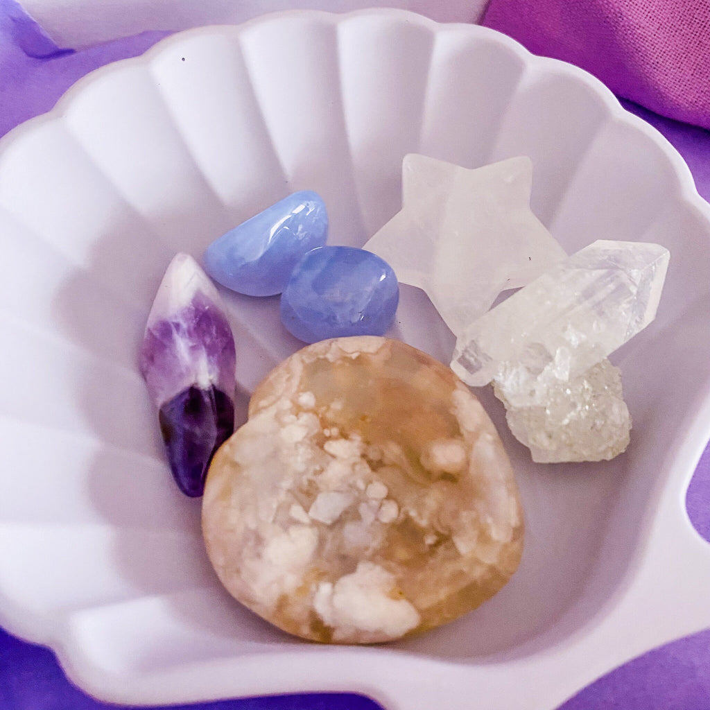 With You I Can't Go Wrong Crystal Gift Set / Blue Chalcedony, Quartz, Amethyst / Gift For Her, Crystal Gift Sets, Valentines Day Crystals - Premium  from My Store - Just £29! Shop now at Lumi Gemstones