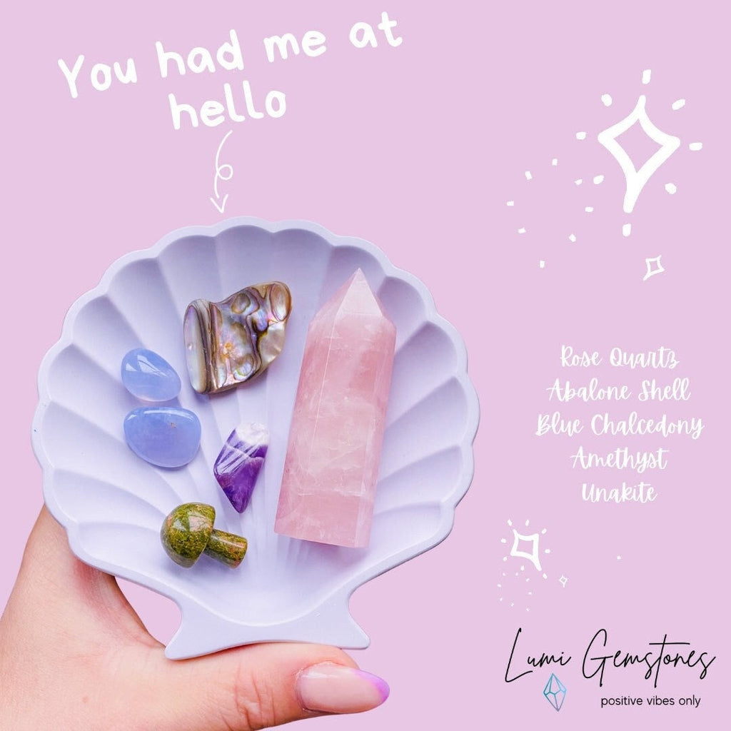 You Had Me At Hello Crystal Gift Set / Rose Quartz Tower, Unakite, Amethyst / Gift For Her, Gift, Crystal Gift Sets, Valentines Day Crystals - Premium  from My Store - Just £23! Shop now at Lumi Gemstones