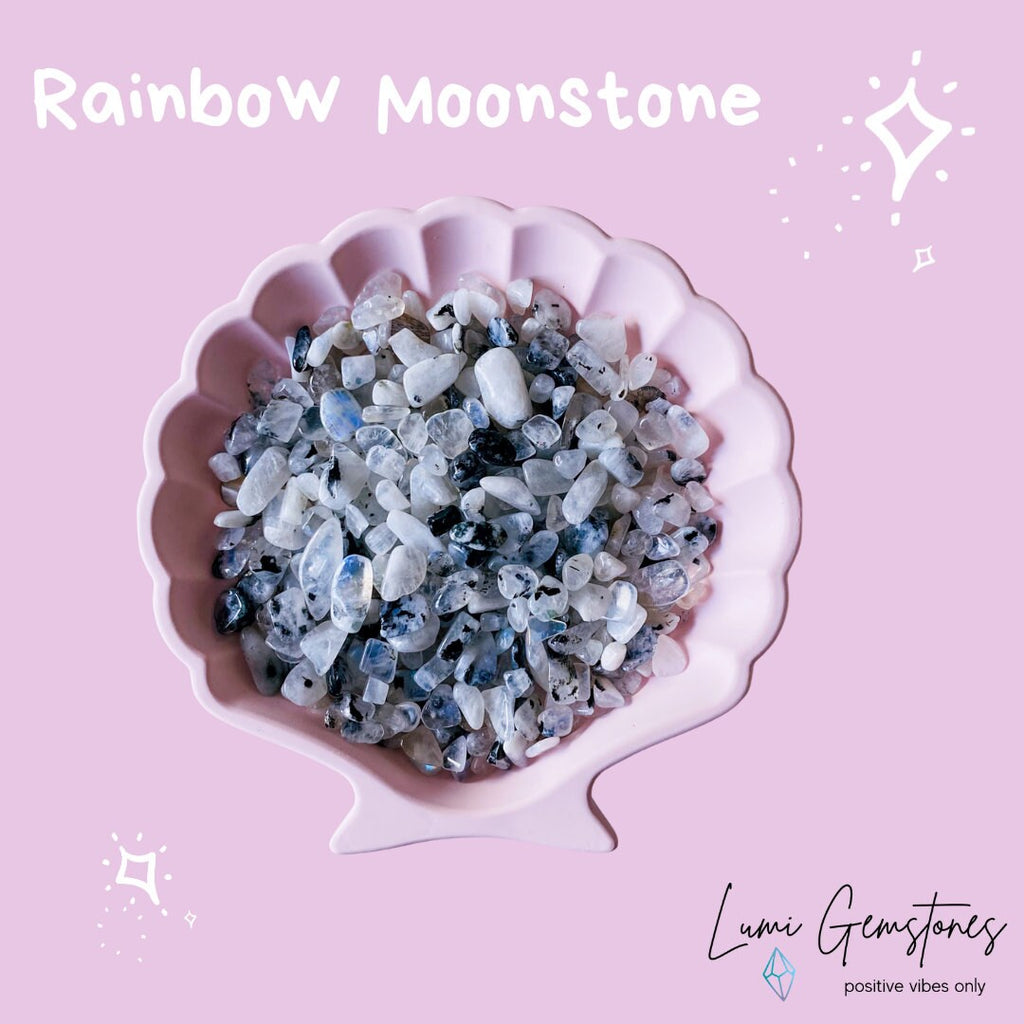 Rainbow Moonstone Crystal Chips / Ethically Sourced / Improves Inner Confidence / See More Clearly / Brings Life Changing Inspiration - Premium  from My Store - Just £4! Shop now at Lumi Gemstones