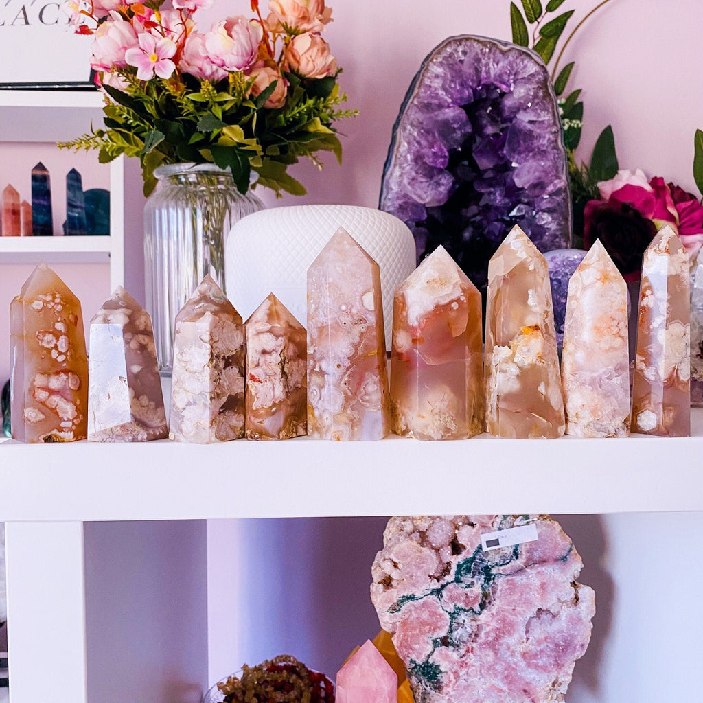 Flower Blossom Agate Large Crystal Towers / Crystal Of Manifestation & Self Growth / Feminine Energy / Good For Flourishing Entrepreneurs - Premium  from My Store - Just £23! Shop now at Lumi Gemstones