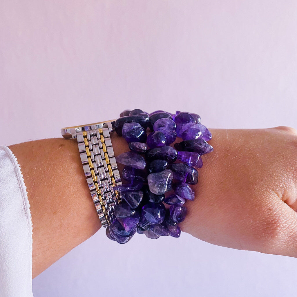 Chunky Amethyst Crystal Chip Bracelets / Great Healer, Good For Anxiety & Claming / Good For Sleeping Troubles / Great For Migraines - Premium  from My Store - Just £12.95! Shop now at Lumi Gemstones