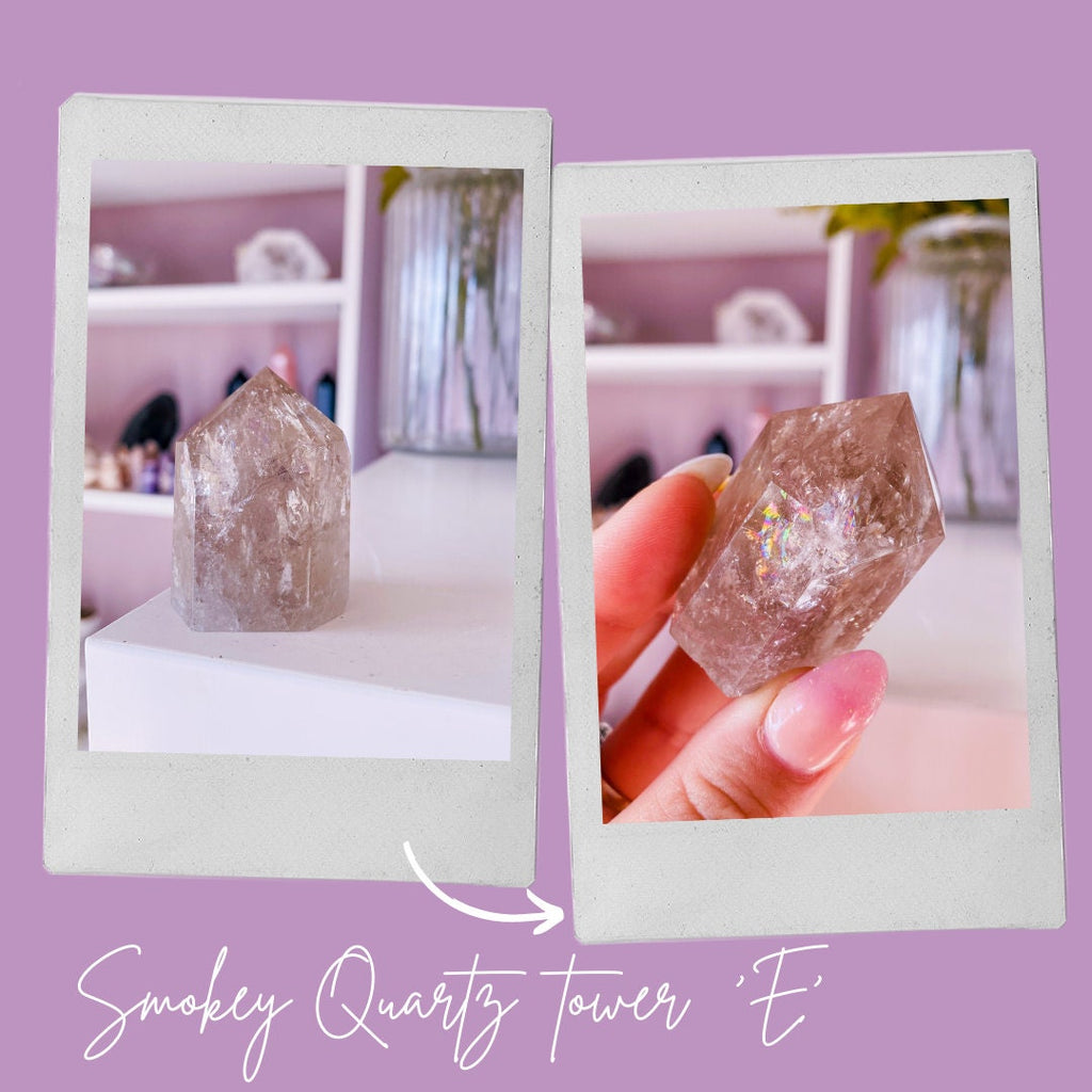 Smokey Quartz Crystal Tower Points / Neutralises Negativity, Dispels Depression & Anxiety, Reduces Suicidal Thoughts / Helps Grieving + Loss - Premium  from My Store - Just £13! Shop now at Lumi Gemstones