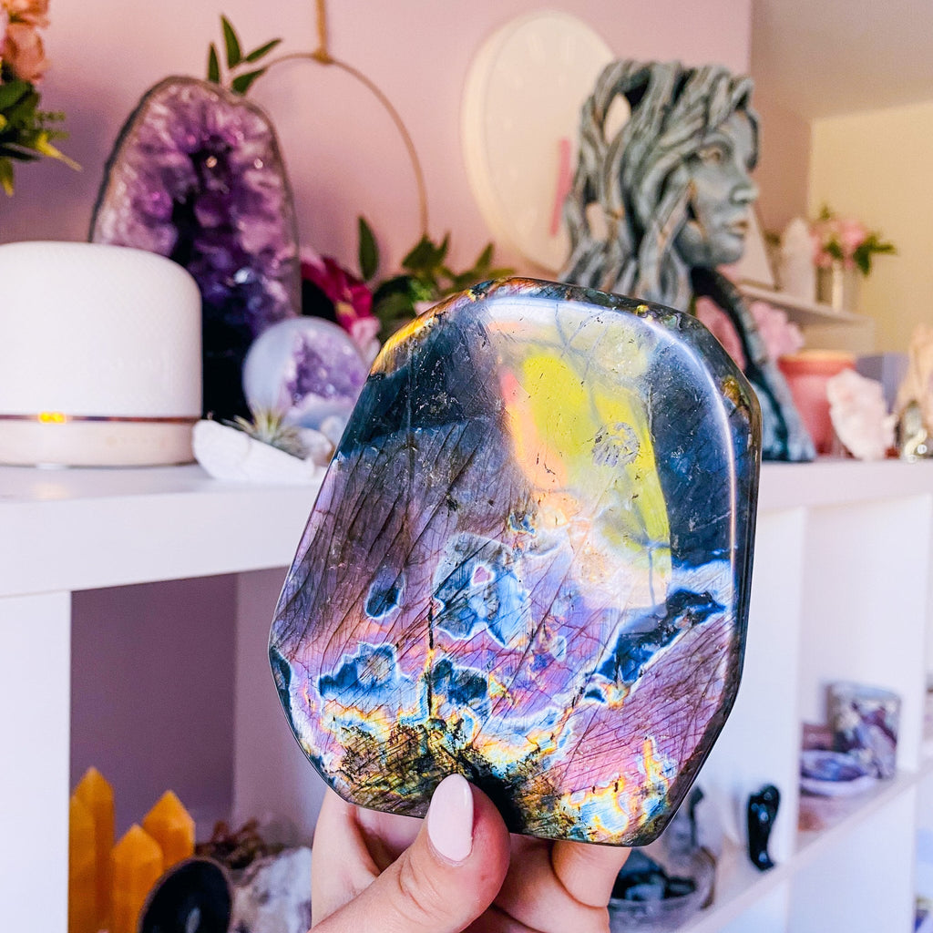 2) 1.1kg Large Sunset Labradorite Crystal Freeform / Helps Transformation & Change, Inspires You To Achieve Your Dreams / Uplifts Your Mood - Premium  from My Store - Just £249! Shop now at Lumi Gemstones