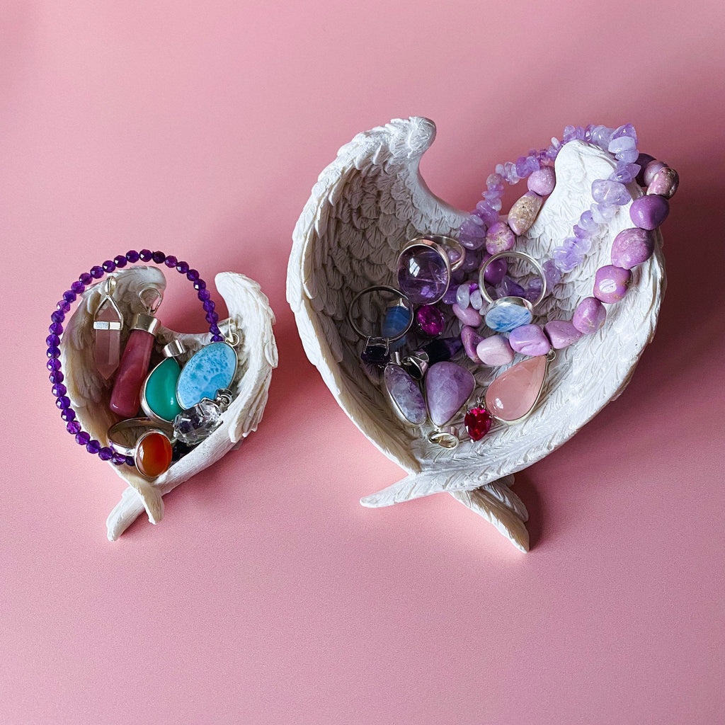Angel Wings Crystal Holder Ceramic Bowl / Small + Large Available / Home Decor / Altar / Crystal Dish / Angel Bowl / Gift For Her - Premium  from My Store - Just £3.49! Shop now at Lumi Gemstones
