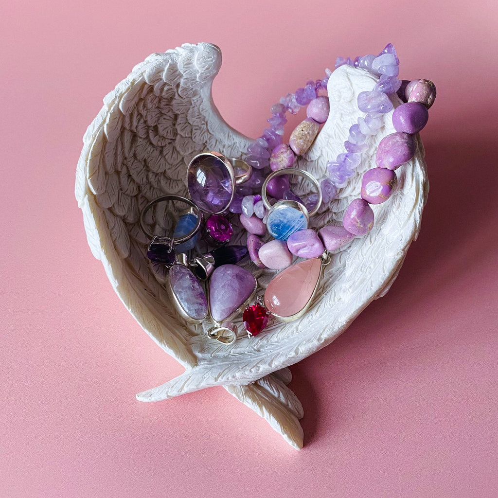 Angel Wings Crystal Holder Ceramic Bowl / Small + Large Available / Home Decor / Altar / Crystal Dish / Angel Bowl / Gift For Her - Premium  from My Store - Just £3.49! Shop now at Lumi Gemstones