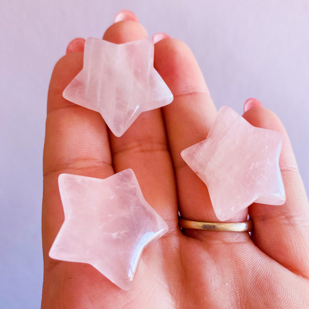 Rose Quartz Crystal Stars / Encourages Self Love, Unconditional Love & Reduces Anxiety / The Crystal Of Love / Friendship Crystal Gift