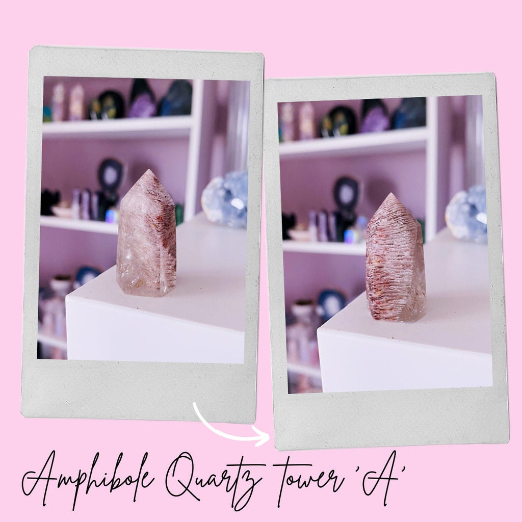 Amphibole Quartz Crystal Point Towers / ‘The Master Healer’ / Angel Phantom Quartz / Amplifies Intention & Energy / Protects From Negativity - Premium  from My Store - Just £6! Shop now at Lumi Gemstones