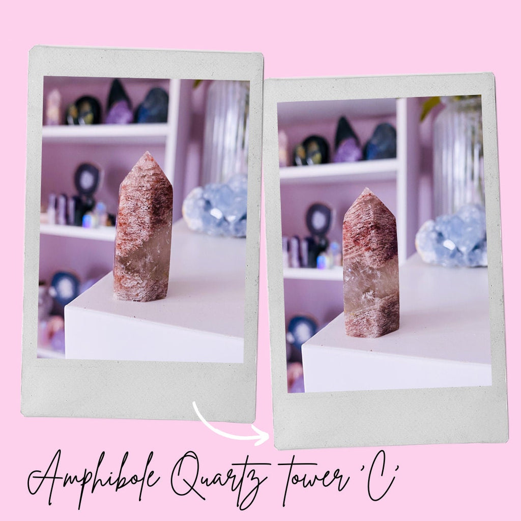 Amphibole Quartz Crystal Point Towers / ‘The Master Healer’ / Angel Phantom Quartz / Amplifies Intention & Energy / Protects From Negativity - Premium  from My Store - Just £6! Shop now at Lumi Gemstones