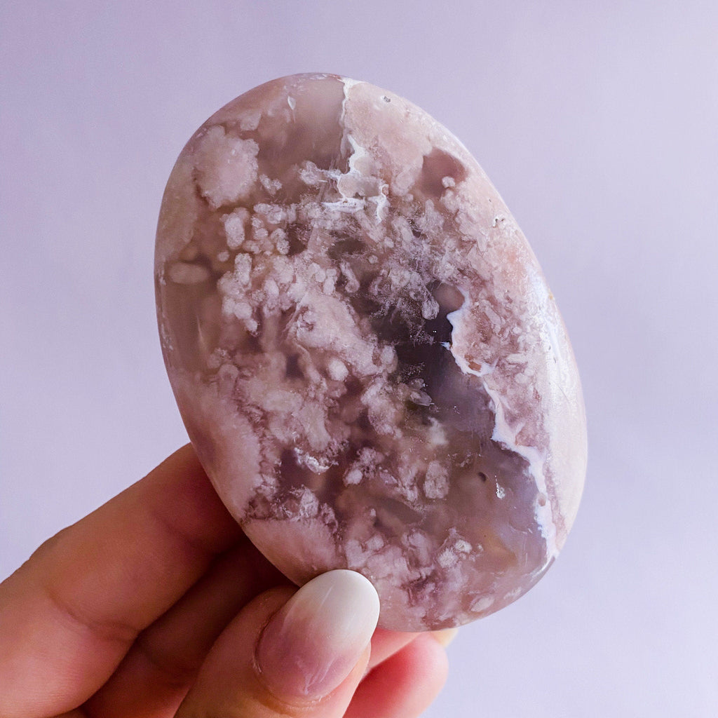 2) Flower Blossom Agate Crystal Palm Stone / Manifestation & Self Growth / Feminine Energy / Good For Entrepreneurs Wanting To Flourish - Premium  from My Store - Just £12! Shop now at Lumi Gemstones