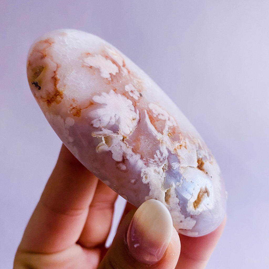 1) Flower Blossom Agate Crystal Palm Stone / Manifestation & Self Growth / Feminine Energy / Good For Entrepreneurs Wanting To Flourish - Premium  from My Store - Just £15! Shop now at Lumi Gemstones