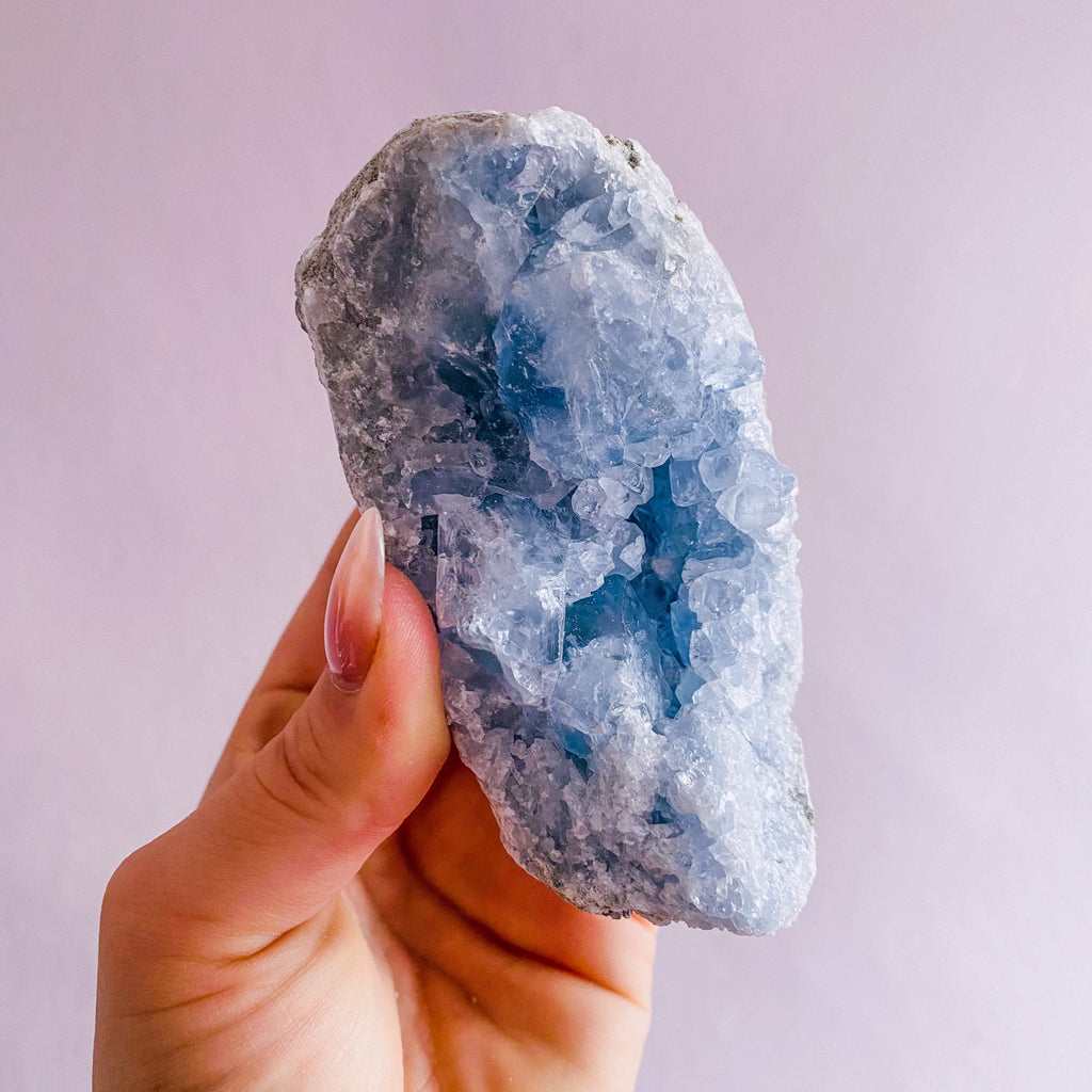 2) Angelic Celestite Crystal Cluster / Calming, Peaceful / Connects Us To Our Guardian Angels & Their Messages / Balances Emotions - Premium  from My Store - Just £20! Shop now at Lumi Gemstones