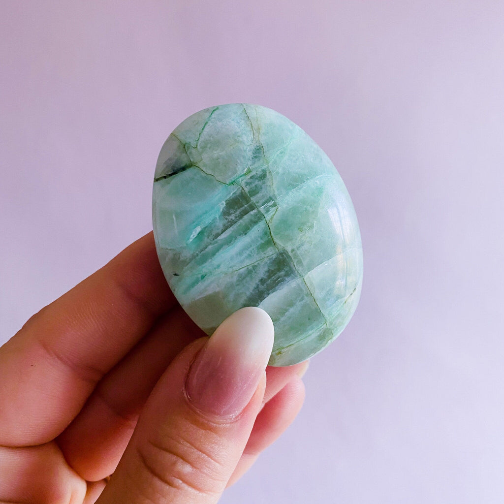 2) Garnierite Green Moonstone Crystal Palm Stone / Joyful, Happy, Innocent Vibes / Aligns Your Heart Chakra / Heals Deep Wounds - Premium  from My Store - Just £10! Shop now at Lumi Gemstones