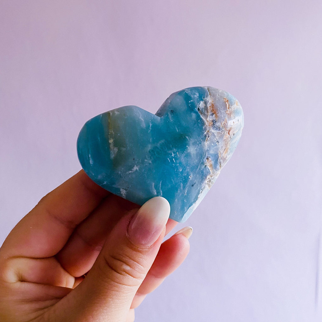 1) Amazonite Crystal Love Heart / Calming, Soothing, Calms Bad Tempers, Allows You To Express True Thoughts & Feelings / Ethical Crystals - Premium  from My Store - Just £15! Shop now at Lumi Gemstones