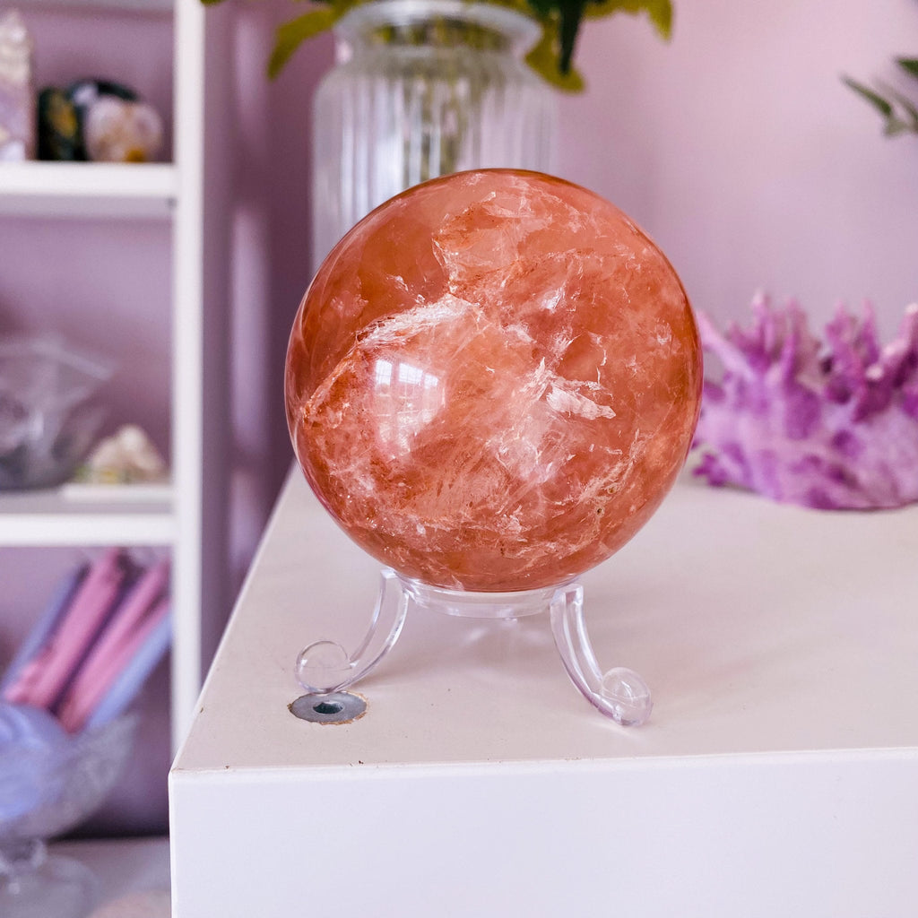 Red Hematoid 65mm Large Crystal Sphere / Manifestation / Balancing & Stabilising / Good For ADD + ADHD / Boosts Focus + Concentration - Premium  from My Store - Just £50! Shop now at Lumi Gemstones