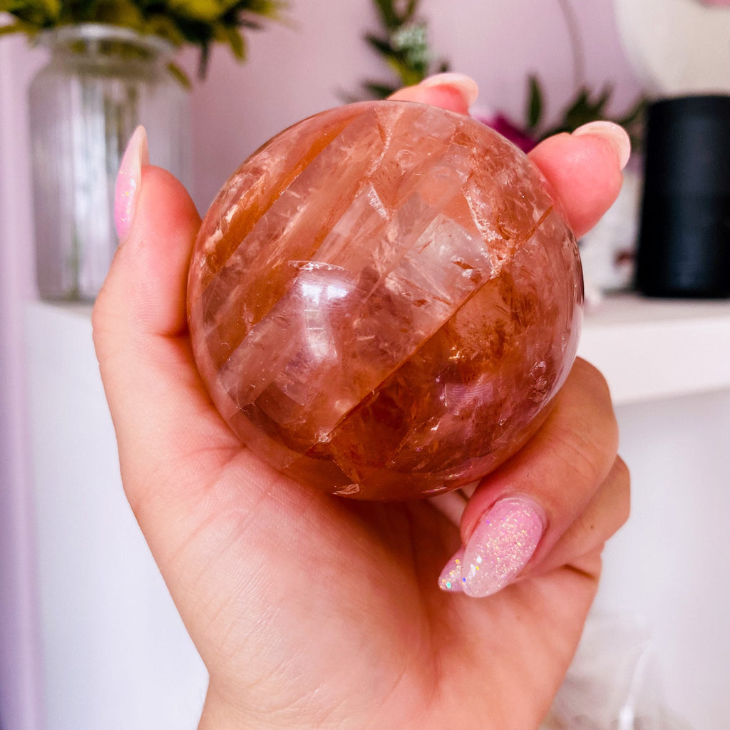 Red Hematoid 65mm Large Crystal Sphere / Manifestation / Balancing & Stabilising / Good For ADD + ADHD / Boosts Focus + Concentration - Premium  from My Store - Just £50! Shop now at Lumi Gemstones
