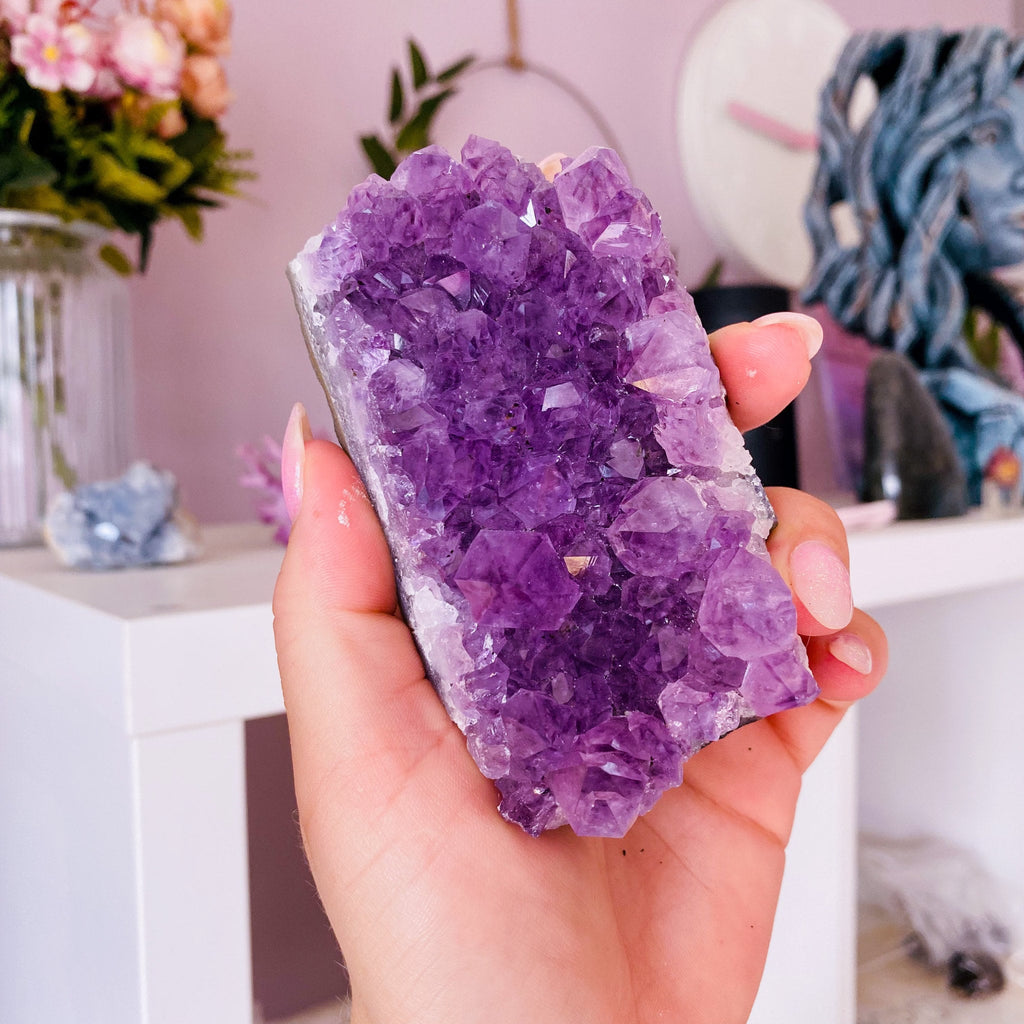 11) Amethyst Crystal Druze Cluster / Great Healer / Good For Sleeping Troubles / Great For Migraines & Headaches / Relieves Anxiety, Stress - Premium  from My Store - Just £29! Shop now at Lumi Gemstones