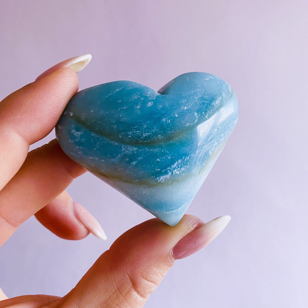 2) Amazonite Crystal Love Heart / Calming, Soothing, Calms Bad Tempers, Allows You To Express True Thoughts & Feelings / Ethical Crystals - Premium  from My Store - Just £10! Shop now at Lumi Gemstones