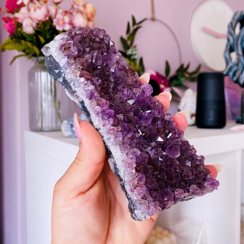 4) Amethyst Crystal Druze Cluster / Great Healer / Good For Sleeping Troubles / Great For Migraines & Headaches / Relieves Anxiety, Stress - Premium  from My Store - Just £35! Shop now at Lumi Gemstones